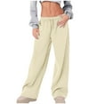 thumbnail image 2 of Coorders Women's Oversized Drawstring Fleece sweatpants, Women Elastic Waistband Fall Pants,Women's Size Beige,Size L, 2 of 6
