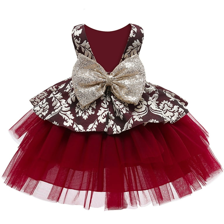EnJoCho Little&Big Girls Junior Dresses Kids Girls Bowknot Paillette Tulle  Pageant Gown Birthday Party Princess Wedding Dress Cute Christmas Holiday  Prom Party Fall Homecoming Dresses - Walmart.com