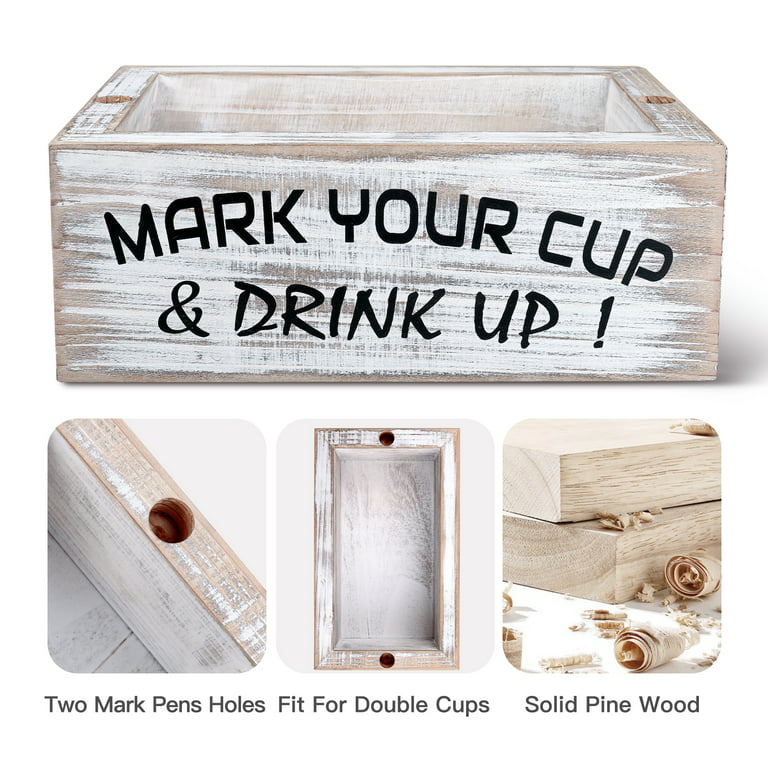 1pc Wooden Solo Cup Holder - Party Cup Holder With Marker Slot, Solo Cup  Holder For Party And Wedding, Rustic Disposable Cup Holder For Bar, Kitchen