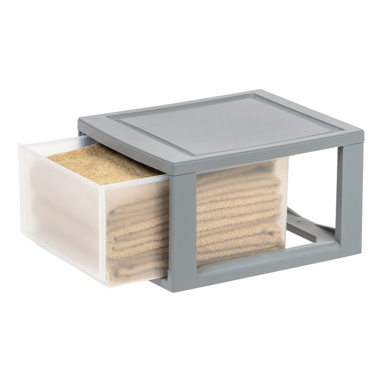 IRIS USA 14.5 Qt. (3.6 gal.) Stackable Plastic Storage Drawer, Gray, Set of  4 