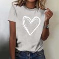 thumbnail image 4 of Hauts pour Femmes Saint-Valentin Manches Courtes Imprimé Cœur Col Rond T-Shirt Décontracté Gris TTG, 4 of 6