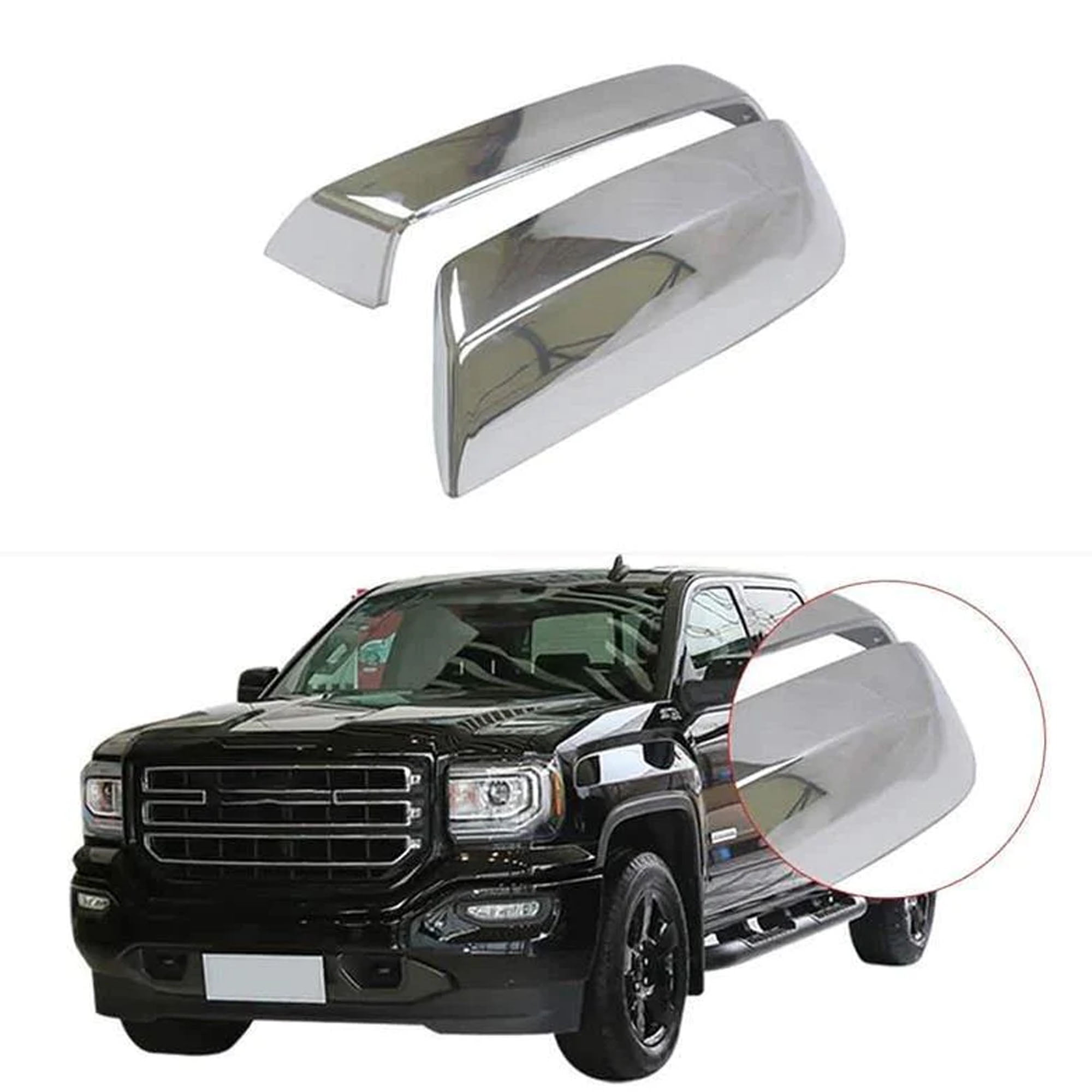 Chrome Mirror Cover Caps For Toyota 4Runner, RAV4, Highlander (2014-2024) - ABS, Top Half, Stick-On