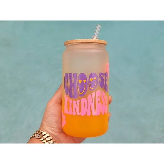 Choose Kindness Beer Can Glass | Boho Coffee Glass | Aesthetic Coffee Glass