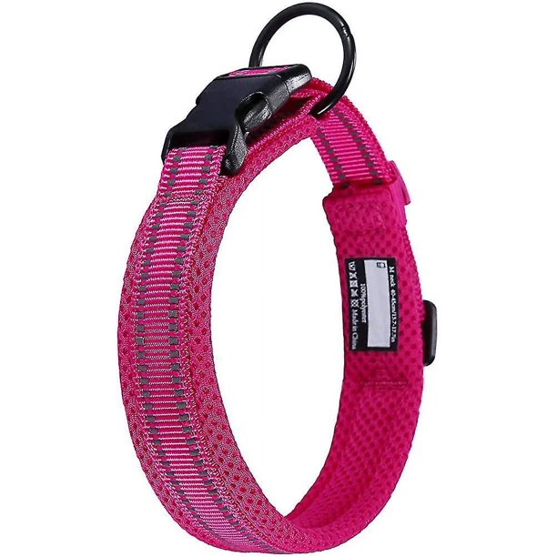 Collar para perros, collar acolchado reflectante ajustable clásico con anillo de aleación para