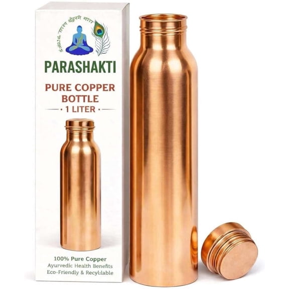 Copper Water Bottle for Drinking Water, 34 Oz Hammered Finish – Stay Hydrated and Enjoy Ayurvedic Benefits – Leak-Proof, Temperature Retention, Eco-Friendly Design – Durable Copper Bottle