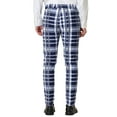 thumbnail image 3 of INSPIRE CHIC Men's Formal Color Block Slim Fit Flat Front Plaid Dress Pants 28 Navy Blue, 3 of 7