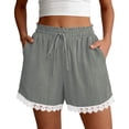 thumbnail image 3 of Sentmoon Workout Shorts Women Drawstring Elastic Waist Flowy Shorts Breathable Solid Color Lace Regular Fit Shorts Women Fashion for Work and Smart Casual Vacation S-2XL, 3 of 8