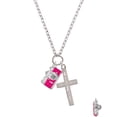 thumbnail image 2 of Delight Jewelry Silvertone Pink Camera I Have Plans for You Engraved Cross Zoey Necklace, 28", 2 of 4
