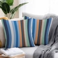 thumbnail image 2 of Vintage Stripes Outdoor Pillow Covers Set of 2 Navy Orange Green Striped Abstract Lines Waterproof Throw Pillow Case Decorative Square Cushion Cover for Patio Couch Garden Balcony, 24"x24", 2 of 9