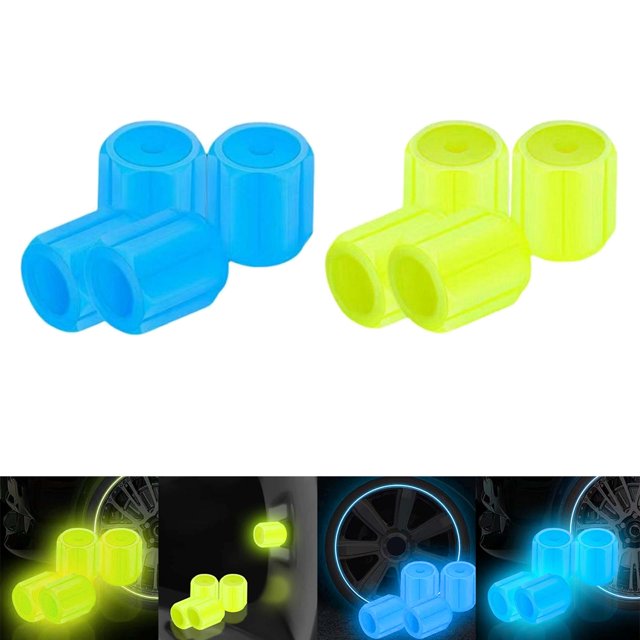 8x Tapas De Válvula De Neumático De Coche Tapas De Neumático De Bicicleta Iluminadas Para Bicicleta Motocicleta Amarillo Azul Cola Tapas de vástago de válvula de neumático