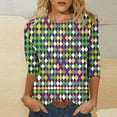 thumbnail image 4 of Mardi Gras Shirt Women Casual Funny Graphic 3/4 Sleeve Party Tee Shirts Round Neck Loose Fitted Festival Tops Trendy Mardi Gras Outfits 2026, 4 of 6