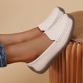 thumbnail image 5 of Rokment Women's Protective Toe Walking Shoes Comfortable Leather Slip on Flat Loafers Orthotic Non Slip Work Fashion Sneakers Beige Size 6.5, 5 of 8