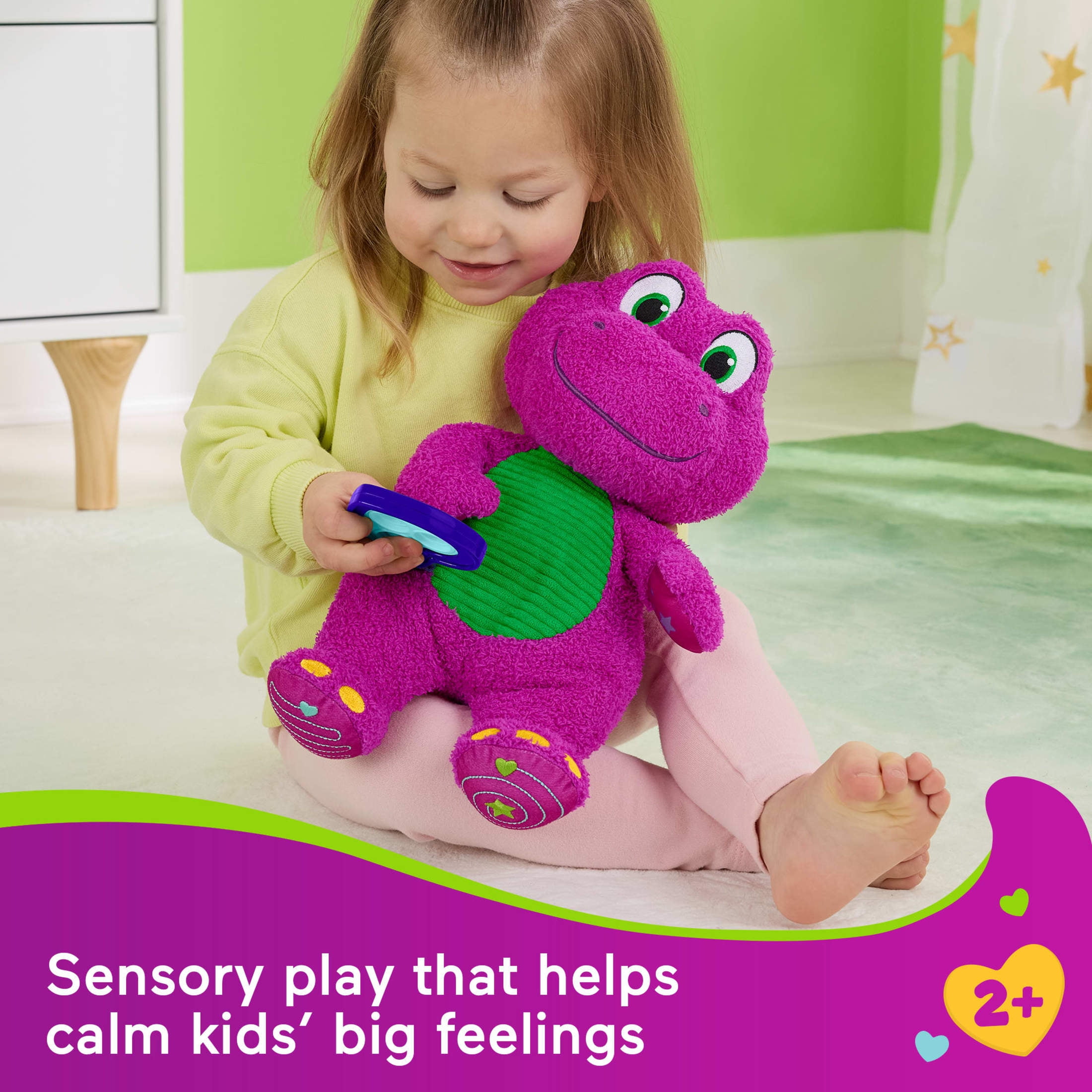 Barney, Plush Toy, 12.75-inch Sensory Barney with Fidget
