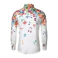 thumbnail image 2 of Kiplyki Men Casual Novelty Musical Note Pattern Casual Long Sleeves Shirt Top Blouse, 2 of 6