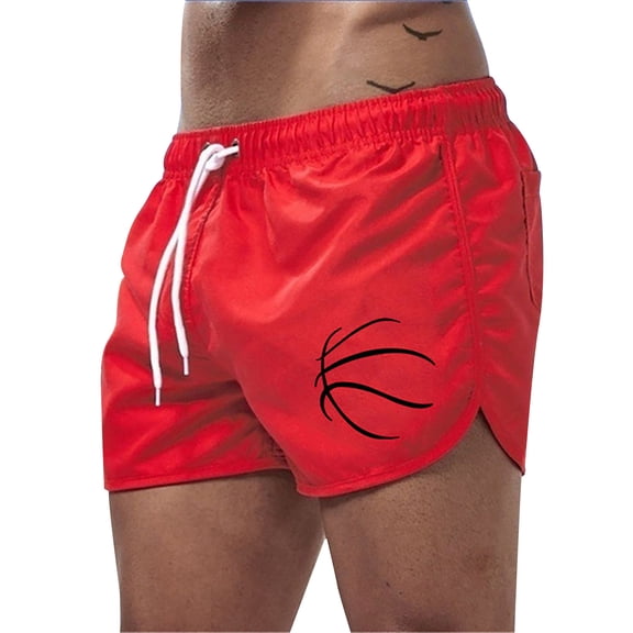 XEGLSBU Mens Swim Trunks 7 Inch Inseam No Liner Men's Spring and Summer Splicing Swimming Trousers and Beach Surfing Shorts Red Size XL