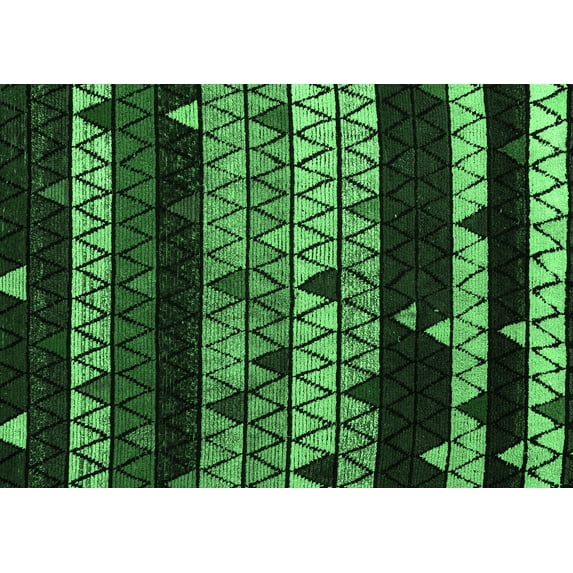 Ahgly Company Indoor Rectangle Oriental Emerald Green Modern Area Rugs, 2' x 5'
