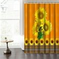 thumbnail image 2 of Wood Barn Door Shower Curtain for Bathroom with Hooks Harvest Yellow Sunflowers Green Leaves RV Stall Farmhouse Bathtub Home Decor Plants Fabric Waterproof Shower Curtains 72x72inches, 2 of 6
