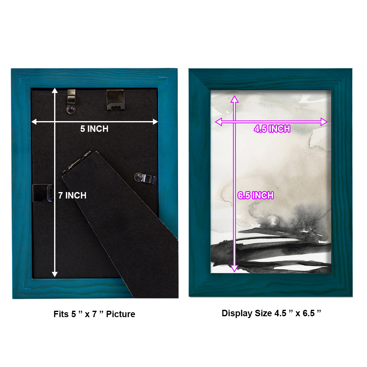 Ebony Horizon Triptych I - Framed Print w/glass - Ocean Blue