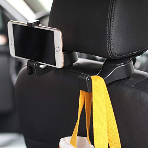 Beige-Set of 2 Car Seat Headrest Hooks for Car Universal Car Vehicle Back Seat Headrest Hanger Holder Hook for Bag Purse Cloth Grocery