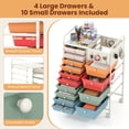 thumbnail image 6 of 14-Drawer Rolling Storage Cart with Metal Tabletop and Pegboard, Scrapbook Paper Office School Organizer,Macaron, 6 of 8