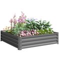 thumbnail image 1 of 4' x 4' x 1' Raised Garden Bed Galvanized Steel Planter Box Light Grey, 1 of 10