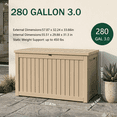 thumbnail image 4 of Decksplore 280 Gallon Extra Large Resin Deck Box, Soft Close Lockable Outdoor Storage, Tan, 4 of 10