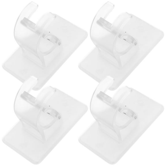 CRAFTHROU 4Pcs White Curtain Rod Brackets Plastic Self Adhesive Support Curtain Rods For Bedroom Living Room Kitchen