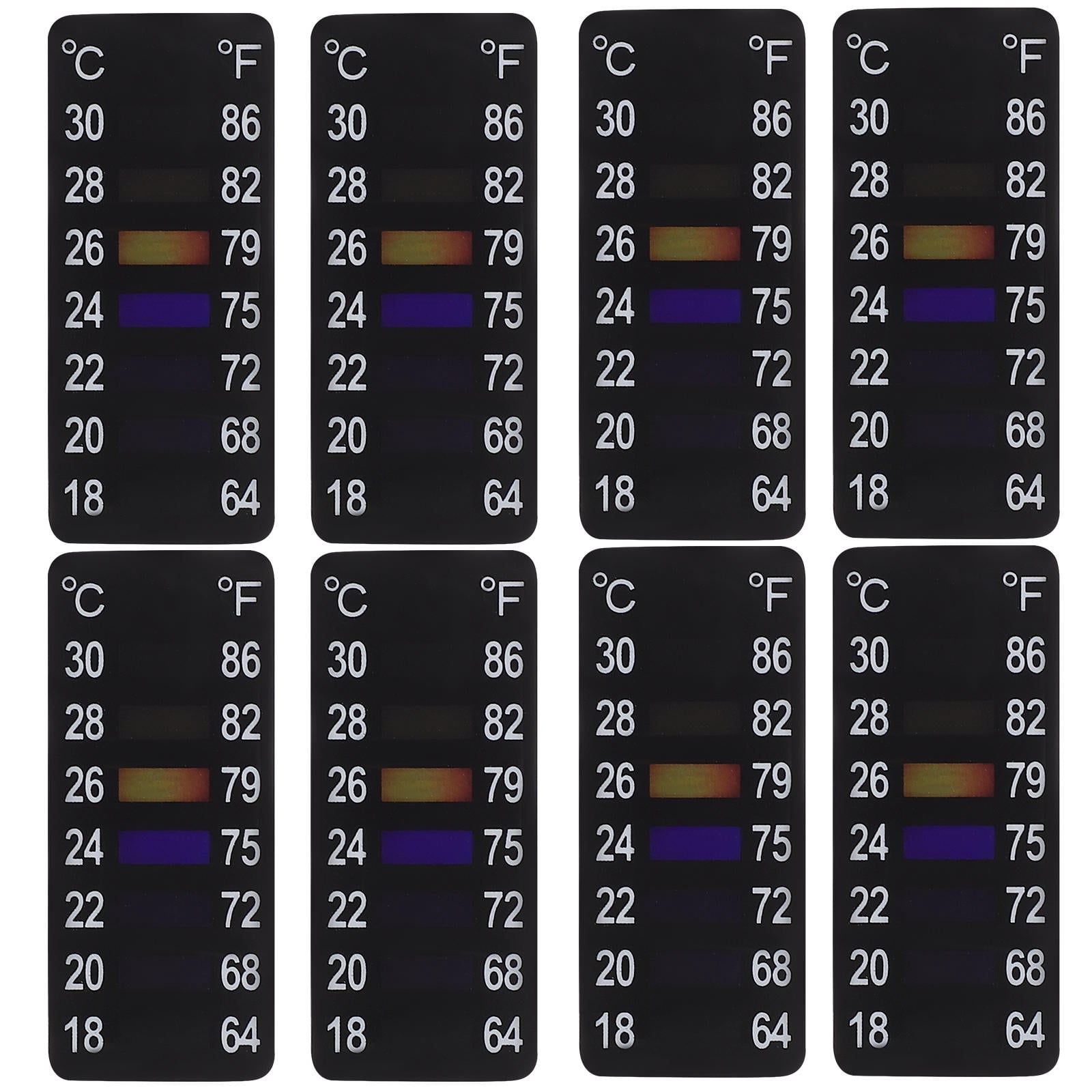 BESTYASH 8Pcs Thermometer Strip for Temperature Measurement Rectangular Multicolor PET