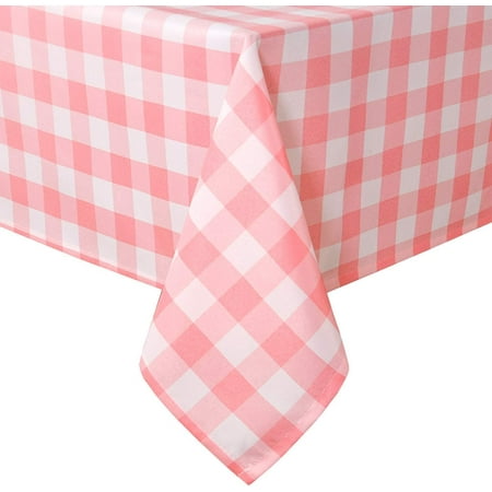 

Hiasan Buffalo Plaid Tablecloth Square 54 x 54 Inches - Waterproof & Washable Polyester Fabric Checkered Table Cover for Dining Outdoor Picnic and Party (Pink and White)