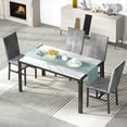 thumbnail image 2 of Furlinkhm Products 5-Piece Marble Dining Set, Modern Kitchen Table and Chairs for Dining Room, Dinette, Compact Space Saving Furniture, 4 Upholstered Grey Velvet Chairs (Gray), 2 of 7