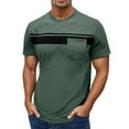thumbnail image 3 of Mens Lightweight T-Shirt Short Sleeve Pack Round Neck Cotton Blend Tee Shirt Regular Fit Undershirt Tee Tops Bulk Fashion Casual Plain Short Sleeve (Green,XL), 3 of 7