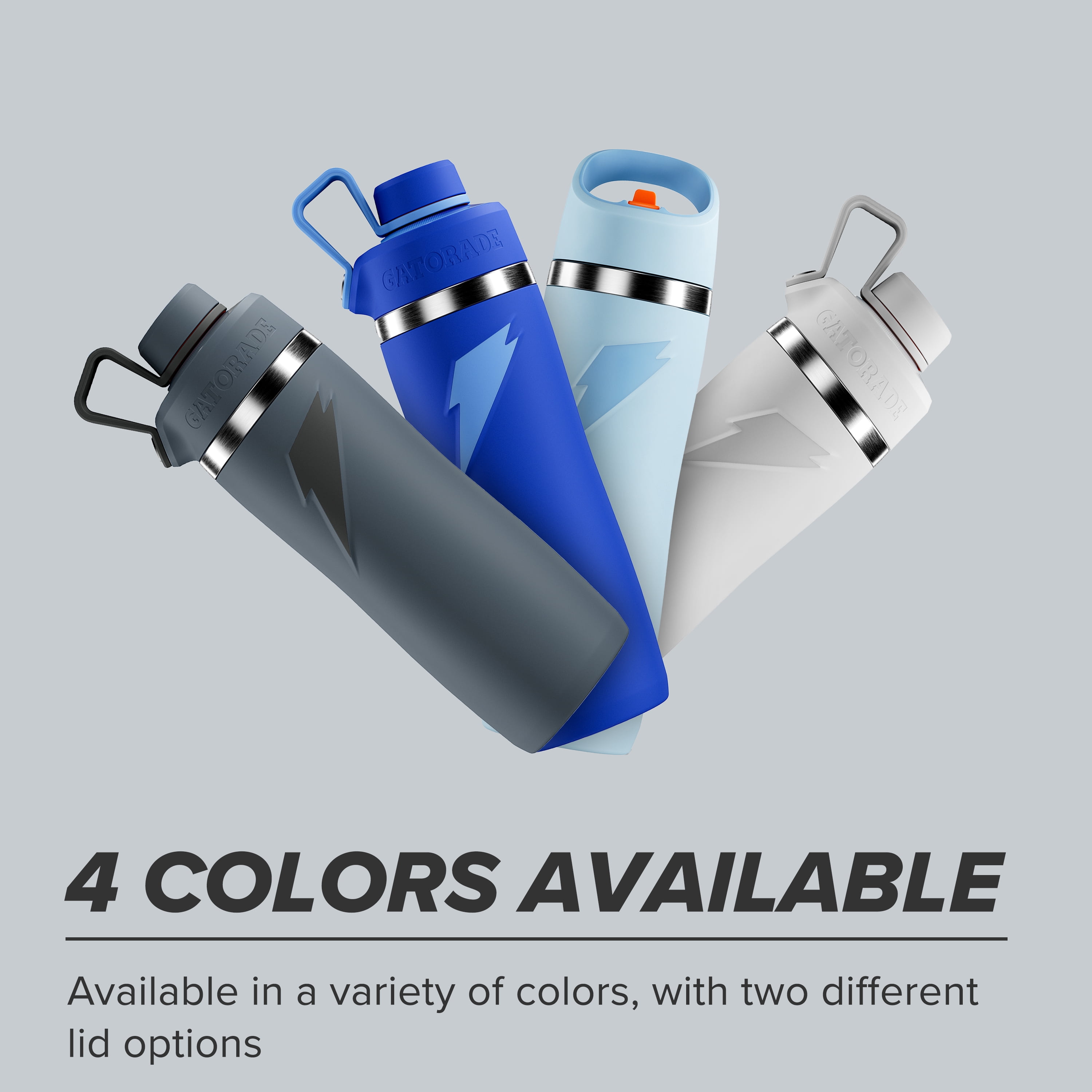 Gatorade 'Overtime' 32oz Stainless Steel Water Bottle, Straw Cap, Ice Blue