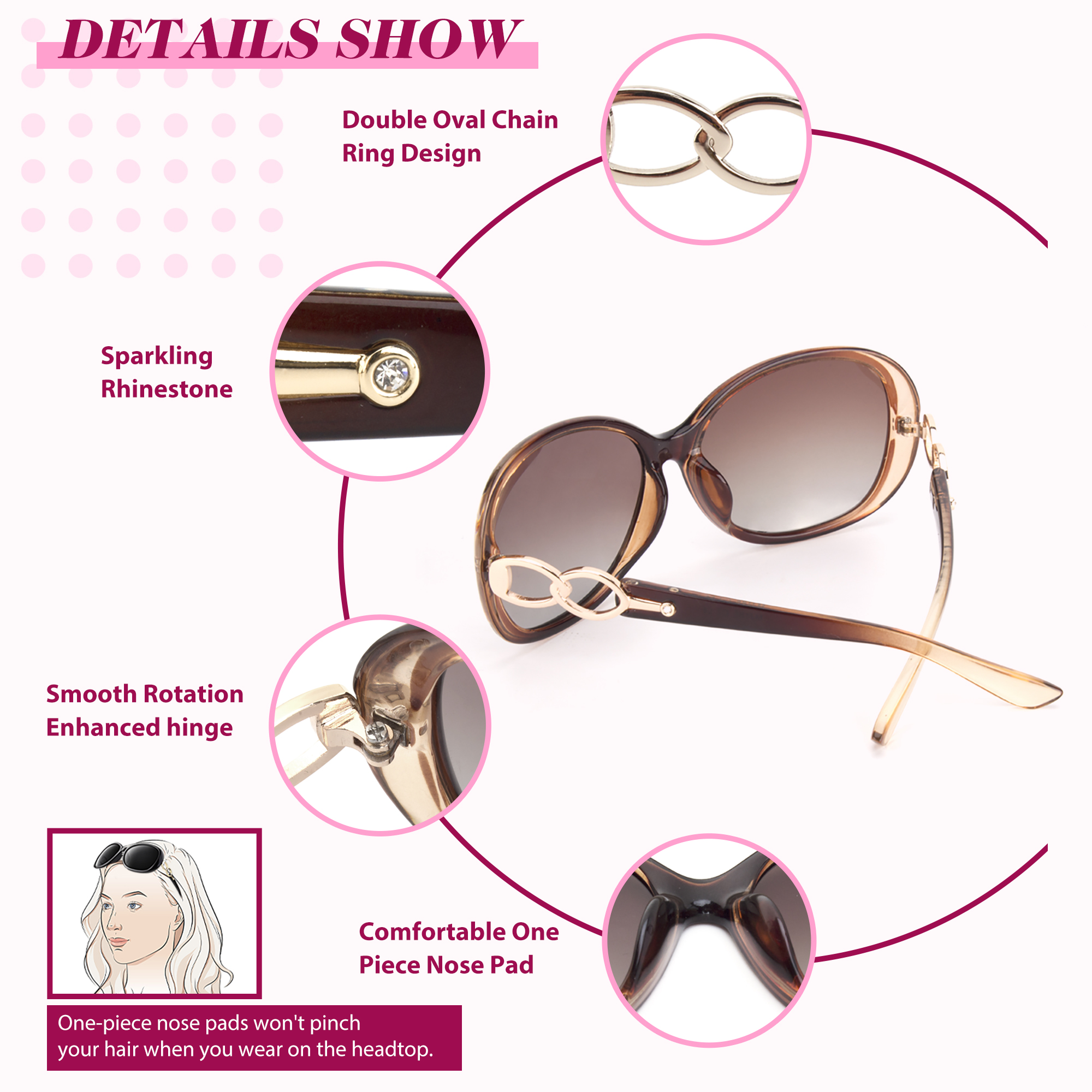 Sunier Women's Oversized Polarized Butterfly Sunglasses, 2-Pack photo 6