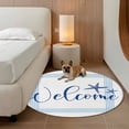 thumbnail image 3 of Round Area Rug 4ft,Welcome Words Blue Stripe Washable Carpet Non-Slip Runner Accent Rugs Indoor Floor Mat for Bedroom Living Room Decor,Marine Life Starfish, 3 of 9