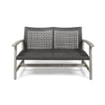 thumbnail image 2 of Beacher Spender Outdoor Wood and Wicker Loveseat and Coffee Table Set, Mixed Black, 2 of 7