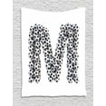 thumbnail image 1 of Letter M Tapestry, Diagonal and Vertical Stack of Soccer Balls Alphabet Letter M Symbol Design, Wall Hanging for Bedroom Living Room Dorm Decor, 60W X 80L Inches, Black and White, by Ambesonne, 1 of 2