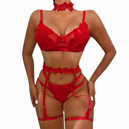 

Wozhidaoke lingerie for women Women Mesh Lingerie Set High Waist Sleepwear Bra Panty Two Piece Nightwear lingerie for women