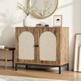 thumbnail image 4 of Woven Rattan Sideboard Cabinet, Kitchen Storage Cabinet with Adjustable Shelf, Freestanding Storage Sideboard for Living Room, Dining Room, Hallway, Entry, 4 of 8