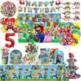thumbnail image 1 of Decoración para fiesta de cumpleaños de Super Mario Bros, juego de vajilla con temática de Mario Brother, vasos, platos, globos, suministros para fiesta de bienvenida al bebé para niños, 1 of 5