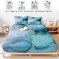 thumbnail image 5 of Twin XL Size Fitted Sheet Set - Teal Blue Marble 2 Piece Bedding Sets 16" Deep Pocket Fitted Sheet with 1 Pillowcases, Modern Abstract Art Marble Crack Brushed Microfiber Hotel Luxury Bed Sheets, 5 of 9