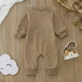 thumbnail image 4 of Staki Baby Boy Winter Outfits Baby Boy Clothes Infant Romper Sleeve Outfits Fall Baby Clothing Jumpsuit(Coffee,0-6 Months), 4 of 7