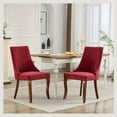 thumbnail image 2 of Mid Century Dining Chairs Dining Chairs Set of 2，Linen Tufted Kitchen Dining Room Chair with Solid Wood Legs, Fabric Upholstered Dining Chair, 2 of 7