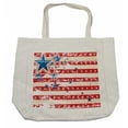 thumbnail image 1 of American Flag Shopping Bag, USA National Star Horizontal Stripes Pride Grunge Design Image, Eco-Friendly Reusable Bag for Groceries Beach and More, 15.5" X 14.5", Cream, by Ambesonne, 1 of 2