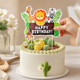 thumbnail image 7 of Jungle Animal Cake Topper,Cute Safari Cartoon Decorative Large Cake Pick with Green Leaves for Birthday Celebration and Party Supply, 7 of 7