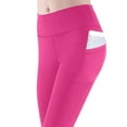 thumbnail image 5 of BiZtdJrK Womens Workout Capri Leggings with Pockets High Waisted Tummy Control Compression Yoga Capris Solid Lightweight Stretch Athletic Leggings on sale or clearance Hot Pink L, 5 of 10