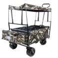 thumbnail image 3 of Collapsible Wagon Folding Garden Cart w/Removable Canopy, Heavy Duty Extra Large Portable Camping Beach Utilit Cart w/Adjustable Push Pull Handle, 6.3" Wide All-Terrain Wheel for Shopping Picnic, 3 of 9