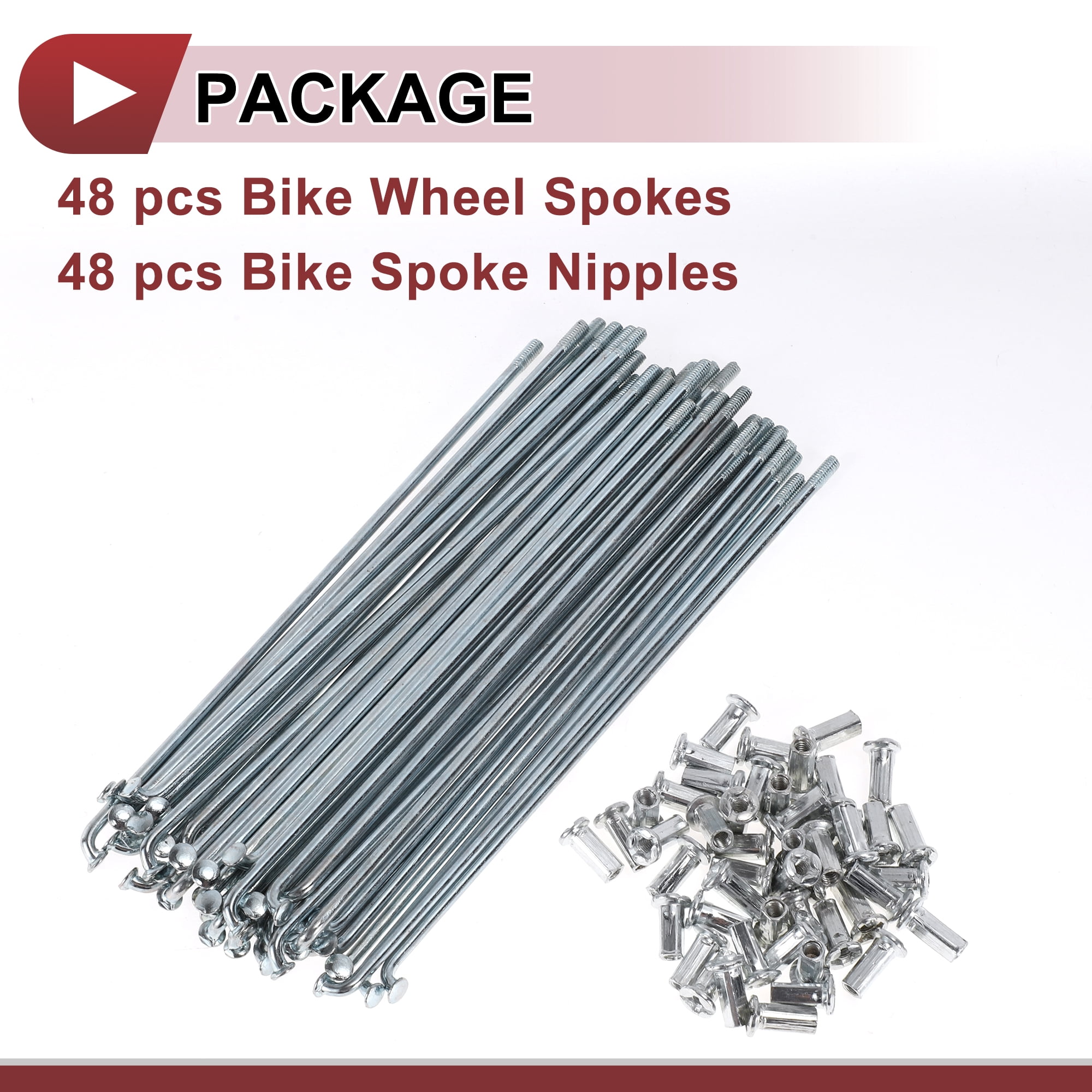 Unique Bargains 48Pcs 10G J Bend Bike Wheel Spokes Carbon Steel Galvanized Silver 5.91"