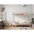 thumbnail image 4 of YIJ2 Bunk Bed Twin Over Twin, Metal Bunk Bed Frame with Built-in Ladder and Safety Guardrail, Space-Saving Bunk Beds for Adults, No Box Spring,White, 4 of 7