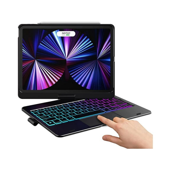 Touchpad Keyboard Case for iPad Air 5 10.9 inch 2022 / iPad Air 4 10.9 inch 2020 / iPad Pro 11 2021/2020/2018 with Multi-Touch Trackpad / Pencil Holder, 360° Rotatable,7 Color Backlit