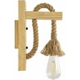 thumbnail image 3 of Lámpara de pared de diseño retro, cuerda de cáñamo de madera, lámparas de noche para pasillo de hotel, apliques de pared para interiores, luz cálida, bombilla Edison E27 incluida, 3 of 5